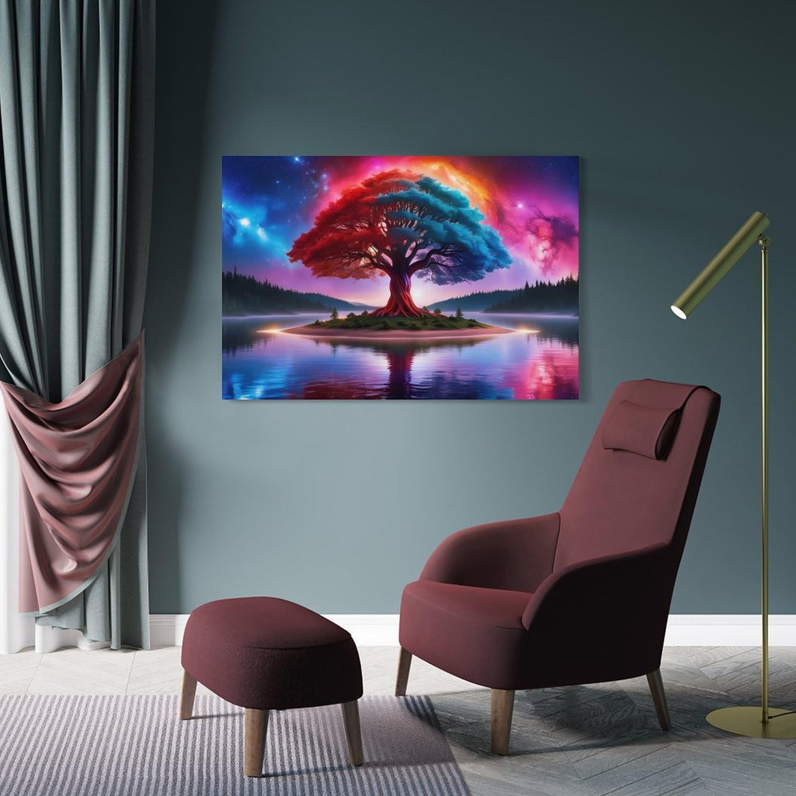 Junmoney Wall Picture Print Space Fantasy Landscape(4), 20x30inch(50x75cm), for Lounge, Bedroom Or Personal Spaces, Canvas Artwork with Gifting Potential