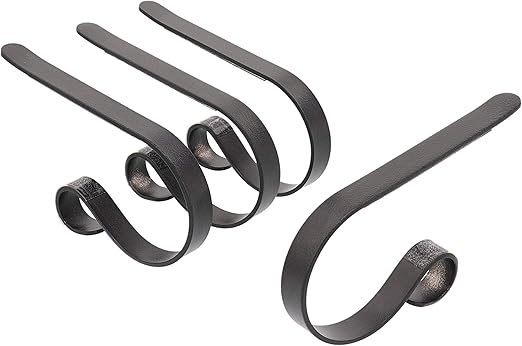 Haute Decor The Original MantleClip Stocking Holder- 4 Pack (Matte Black) - Hang Christmas Stockings Safely and Securely from Mantels Up to 3 Inches Thick