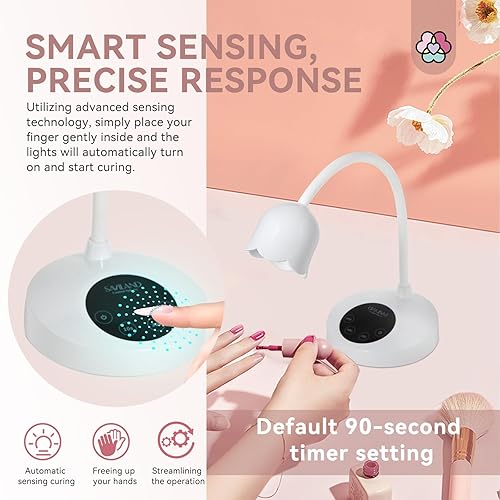 Miniatura 5 de SAVILAND Intellisense - Lámpara de uñas de gel de 30 W, mini lámpara inalámbrica para esmalte de uñas de gel, lámpara LED recargable de curación de