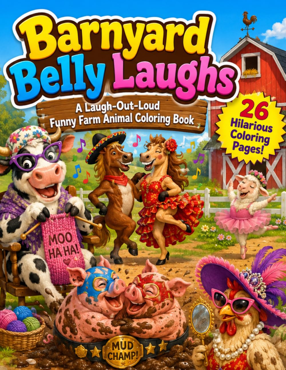 Barnyard Belly Laughs: A Laugh-Out-Loud Funny Farm Animal Coloring Book for Kids