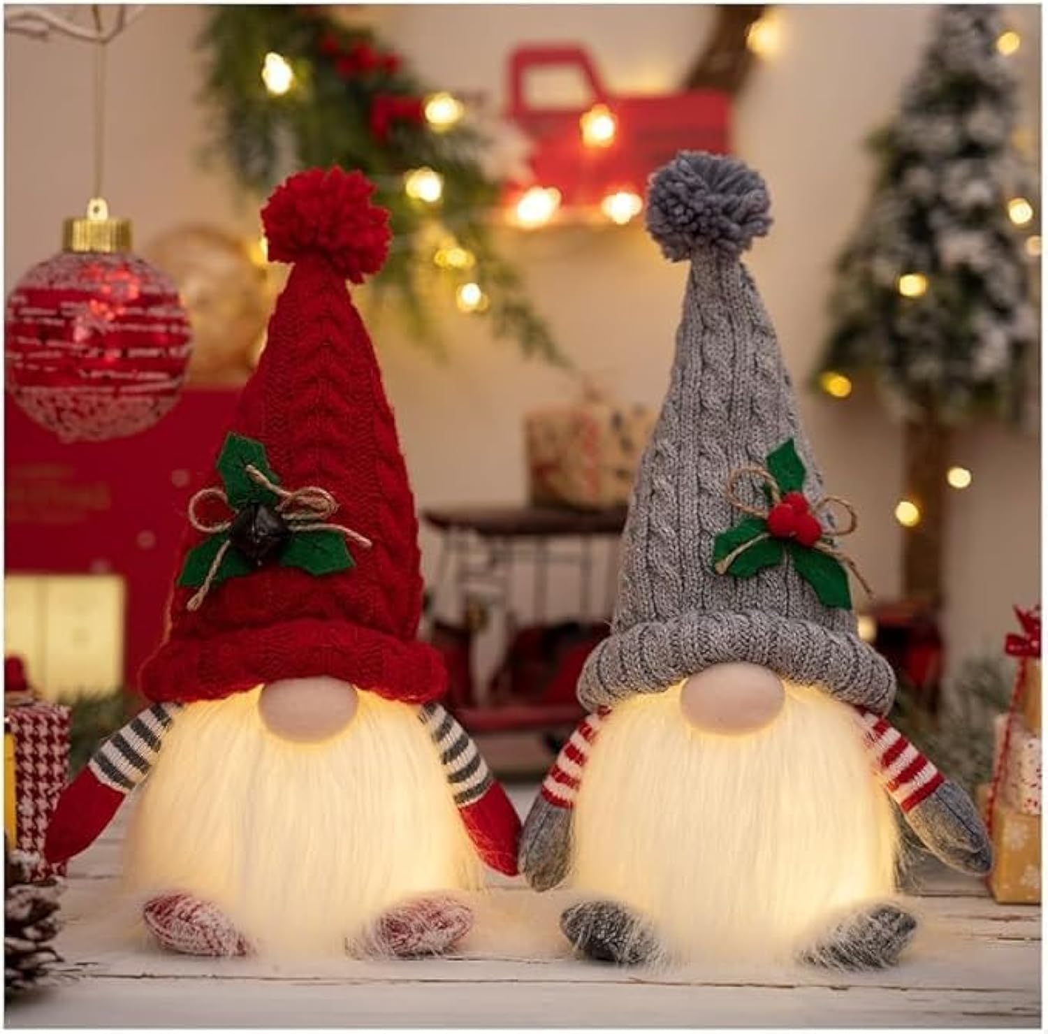2PCS Christmas Gnomes Doll Decorations Coffee Bar Decor Accessories Christmas Gnome Home Decor Swedish Tomte Xmas Gnomes Plush Ornaments (X01-Valentines Day Gnomes 2PCS)