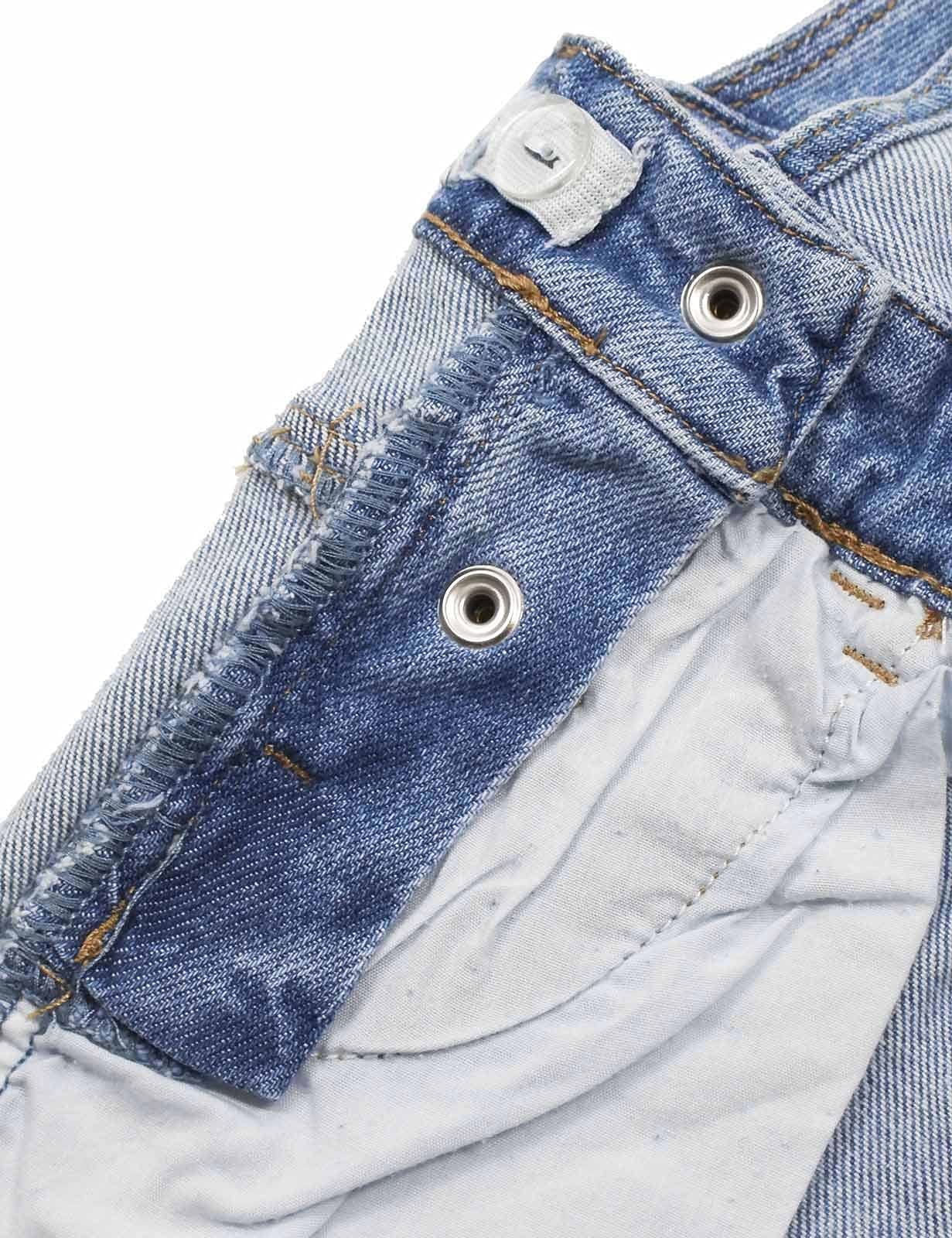 KIDSCOOL SPACE Peto vaquero ajustado con pechera grande rasgado para niñas