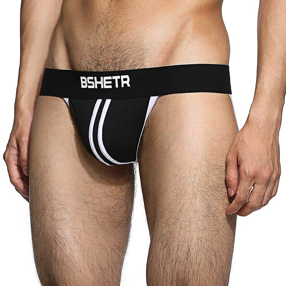 BSHETR Männer Unterwäsche Jockstrap 4er-Pack Baumwolle Niedrige Taille Multi