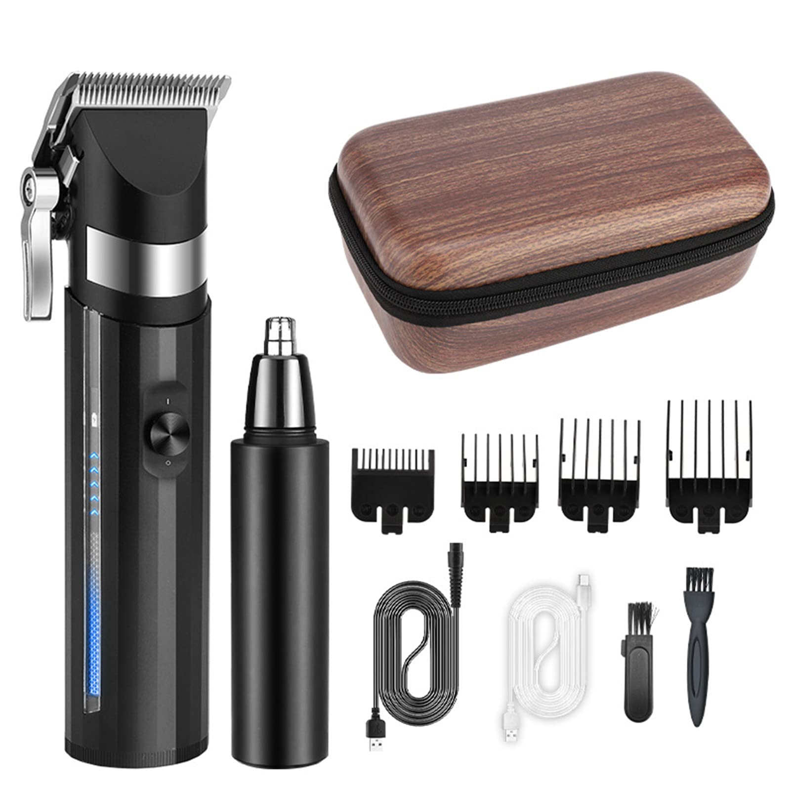 Brrnoo Haarschneidemaschine und Nasenhaartrimmer-Set, Einstellbar von 0,8