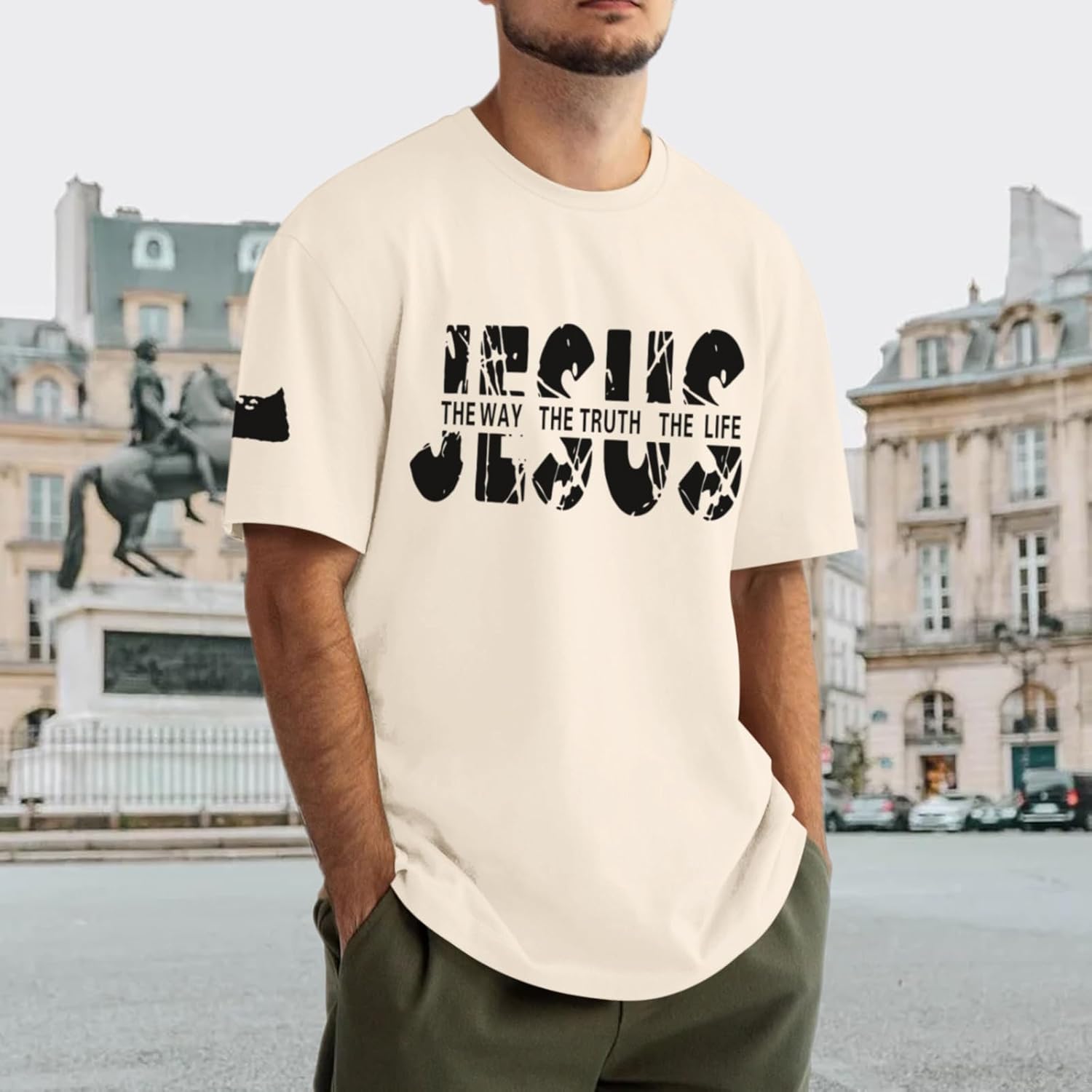 Christian Jesus Faith Shirts for Men God Religious Cross Bible Verse Inspirational Shirt Oversized Graphic Tees Tops - Image 3