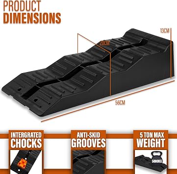 Xtremeauto CHOCKLOCK Caravan Levelling Ramps - 2 Pack Heavy Duty Motorhome Ramps with Chocks & Bag, UV-Resistant Non-Skid Campervan Blocks (5 Tonne Load) - Black