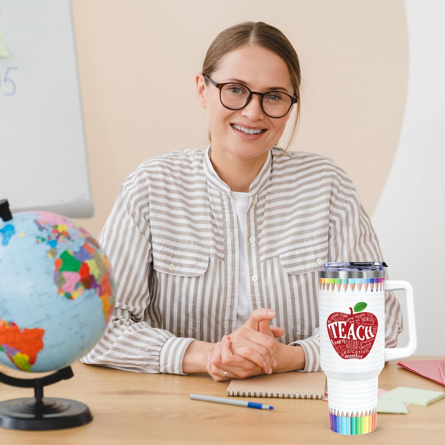 Teacher Gifts for Women, 40oz Teachers Tumbler with Handle, Teacher Appreciation Gifts from Student, Gift For Teachers Women, Best Birthday Christmas End of Year Thank You Gift Coffee Mug - Image 5