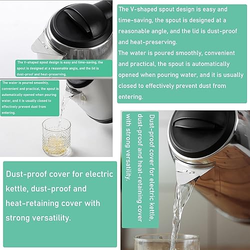 Miniatura 3 de Paquete de 2 cubiertas de boquilla de hervidor eléctrico, aislamiento adhesivo de ahorro de energía, vertedor de tetera eléctrica, cubiertas
