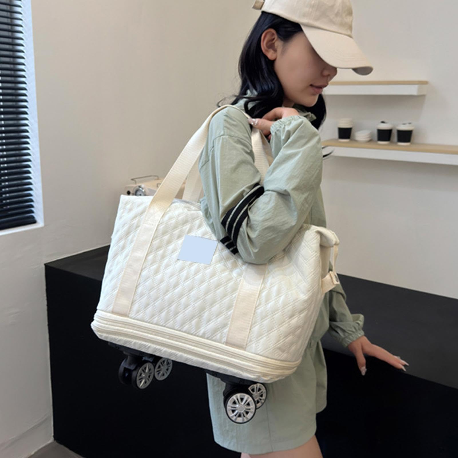 Genérico Bolsa de viaje plegable con ruedas, bolsa de viaje con ruedas | Bolsa de viaje con ruedas Bolsa de para llevar - Maleta extensible para equipaje de mano para viajes de padres