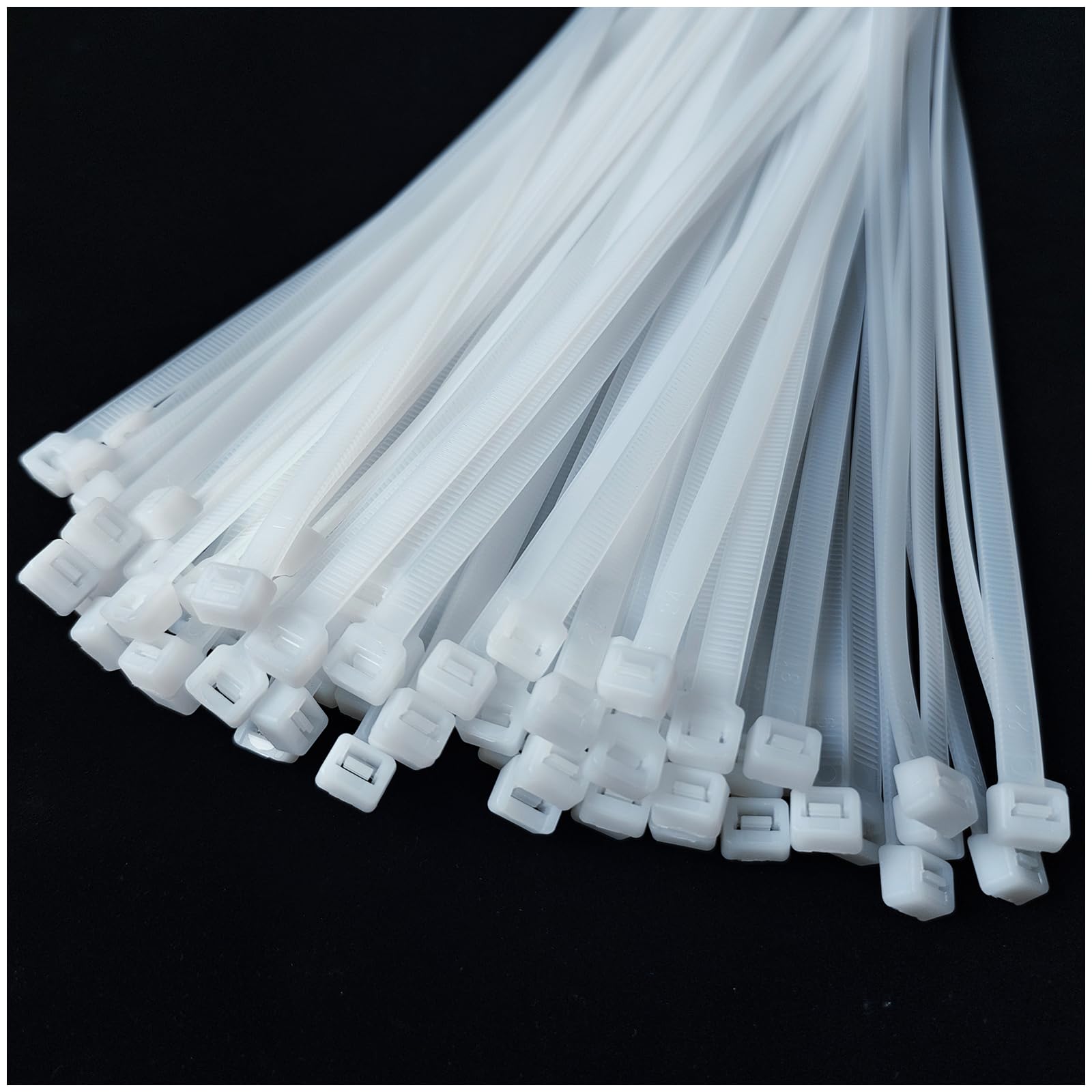 Menylon Heavy Duty Cable Ties 400mm × 4.8mm, 50 Pack Large White Zip Ties Clear with 50lbs Tensile Strength, Nylon Self Locking Wire Ties Wraps for Tidy Wires Indoor and Outdoor