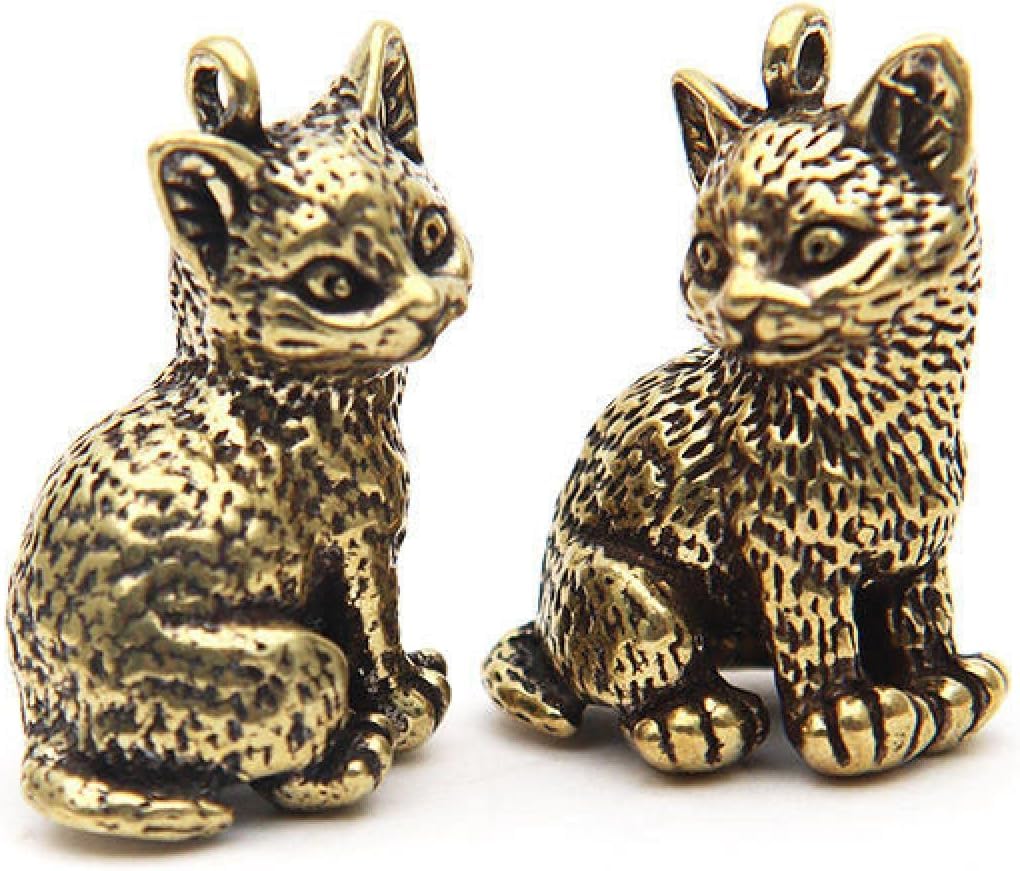 YNIYUJKL Figurine Small Brass Statue Golden Brass Craft Miniatures Sculpture Antique Pair Of Miniature Metal Cats Cute Brass Figurines Miniature Desk Ornaments Classic Small Animal Hom