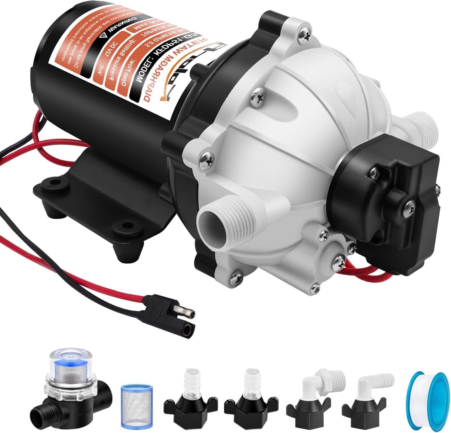 55 Series RV Water Pump,7.0 GPM 70 PSI 12V DC Fresh Water Pump Camper Water Pump With Heavy Duty Pressure Switch And Filter For Rv,Garden, Yacht, Camping