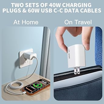 iPhone 17 Pro Charger Fast Charging,2-Pack USB C 40W Dynamic Power Adapter with 60W Max Charger Block Long 10FT USBC Woven Cable Cord Compatible with iPhone 17/Air/16/15 Plus/16/15 Pro Max/AirPods Pro