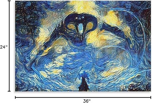 Miniatura 2 de Balrog Vs Gandalf - Póster de Van Gogh con la noche estrellada de Señor del anillo, pintura decorativa, lienzo, arte de pared, póster de sala de