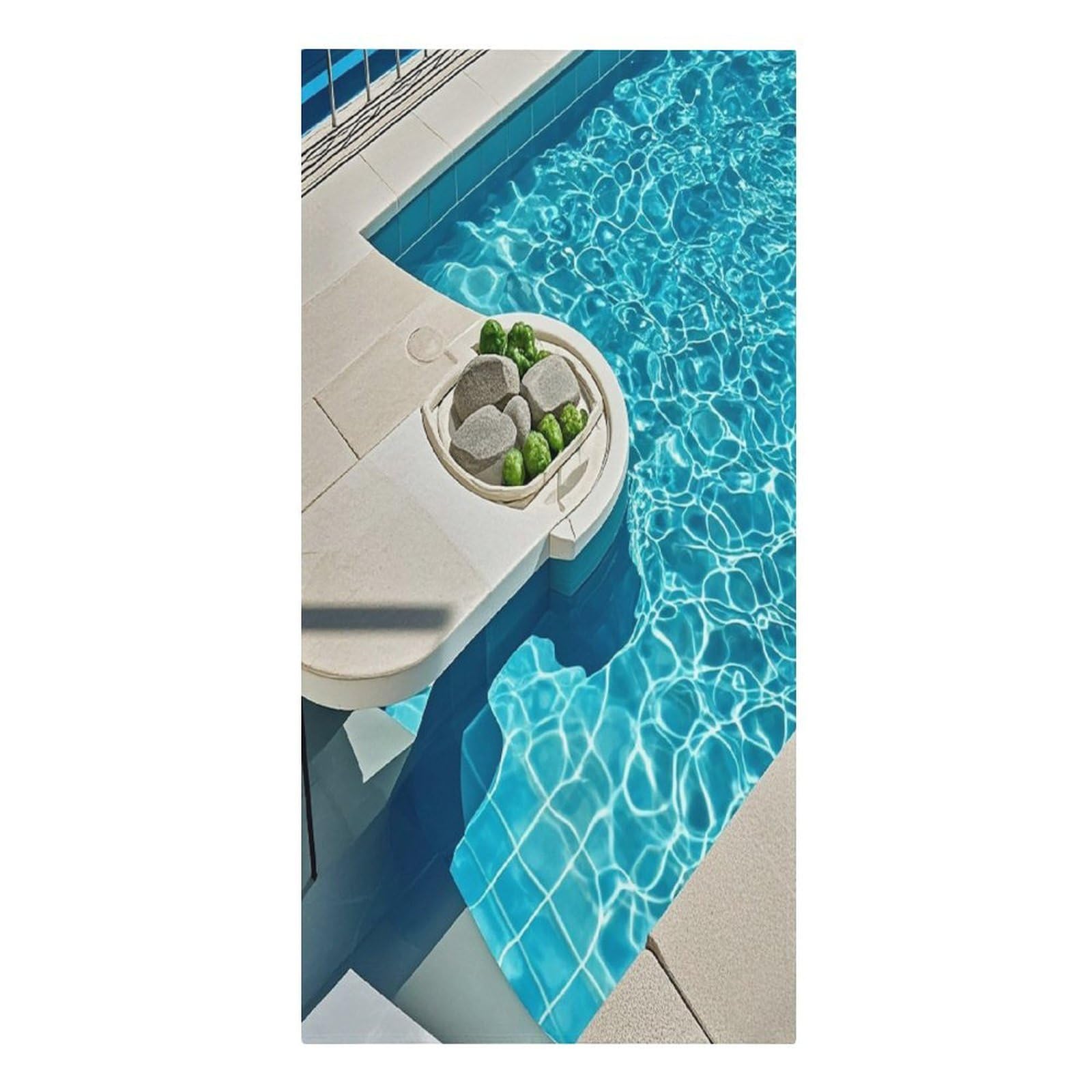 FekiLoot Blue Aqua Pool Water Towels Lightweight Thin Beach Towel Classic Soft Large Pool Towel Highly Absorbent Sand Free Bath Towels Travel Blanket for Vacation Essentials Adult Gift 30" X 61"