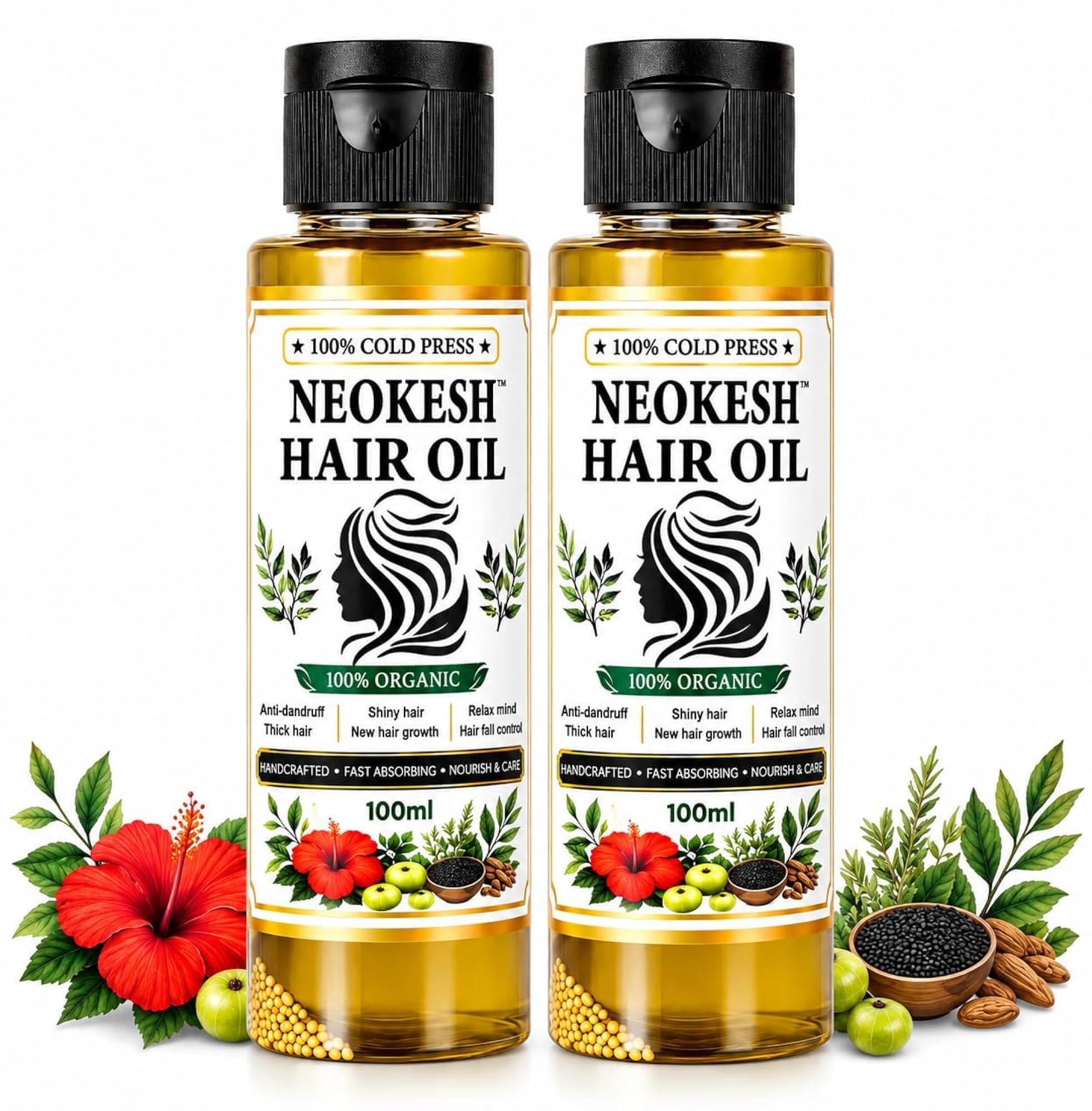 Herbal Hair Oil Pack of 4 with 21 Herbs