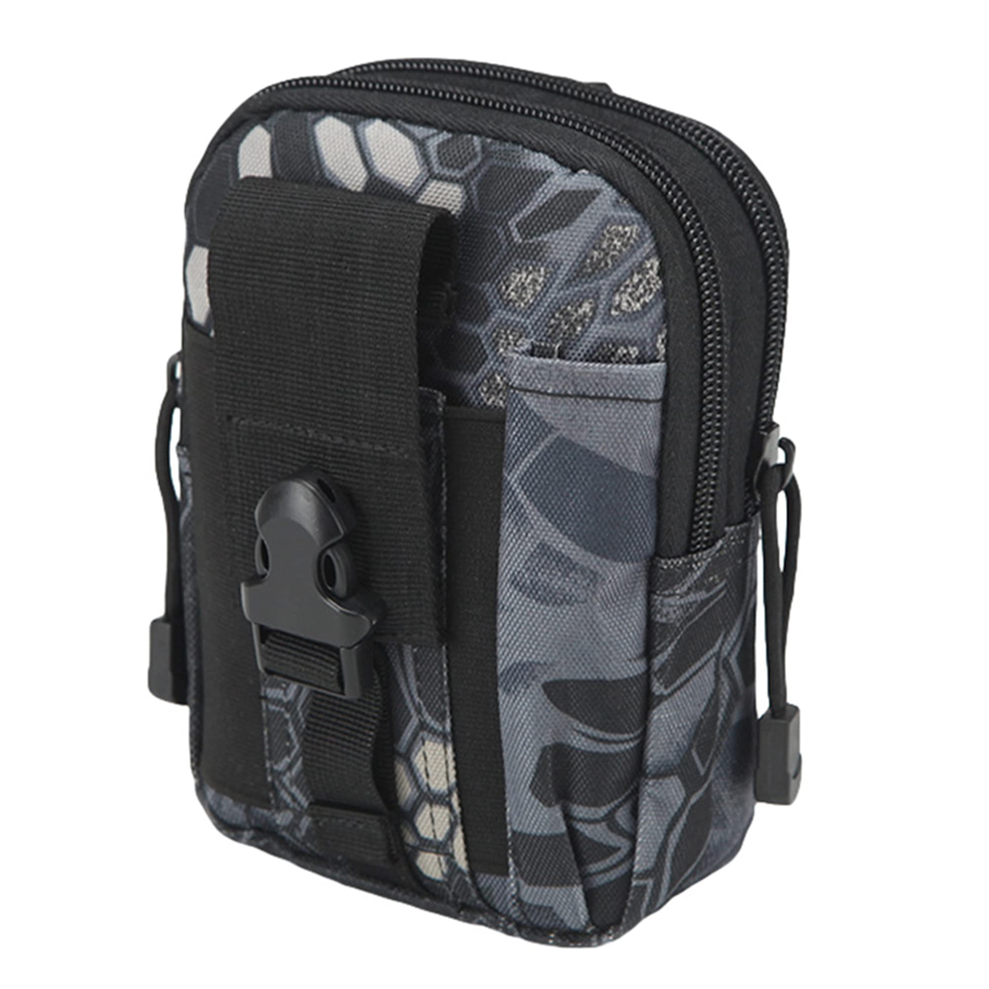 QIYUANT Tactical Waist Bag, Molle EDC Pouch Nylon 800D Multifunction Outdoor Utility Gadget Belt Waist Bag with Cell Phone Holster for Sports Hiking Camping Traveling Python Black