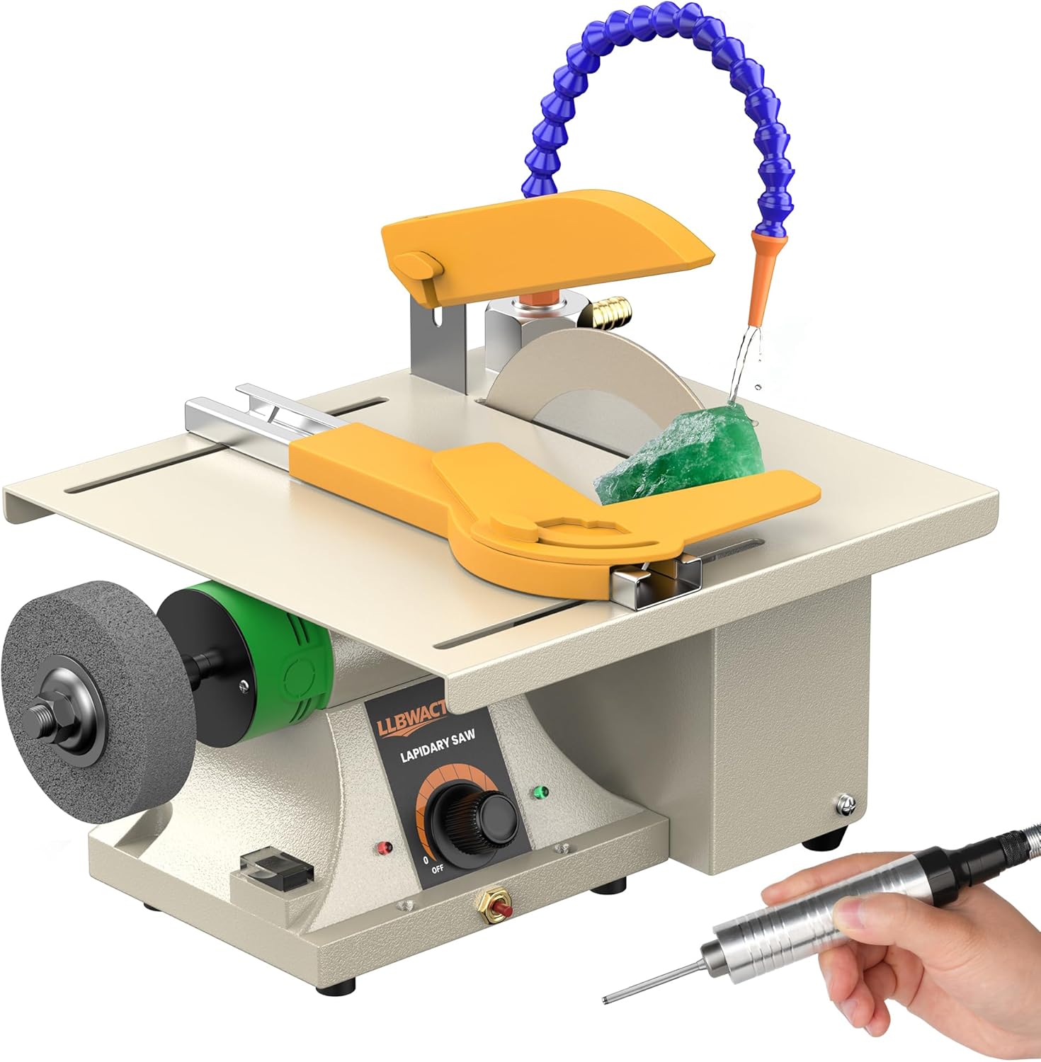 350W Lapidary Saw Benchtop Cutting&Engraving Machine,Variable Speed 0-10000 RPM with Water Cooling,Complete Kit for Wood Acrylic Stone Metal,Includes Diamond Blades,Flex Shaft,Polishing Wheels