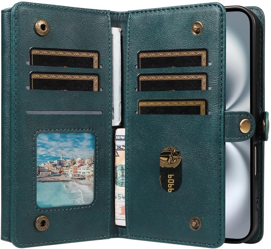 Crossbody Case for Google Pixel 10ProXL/10 Pro/10, Large Capacity Wallet Flip Stand Phone Case Stylish Drop Full Protection Shell Green