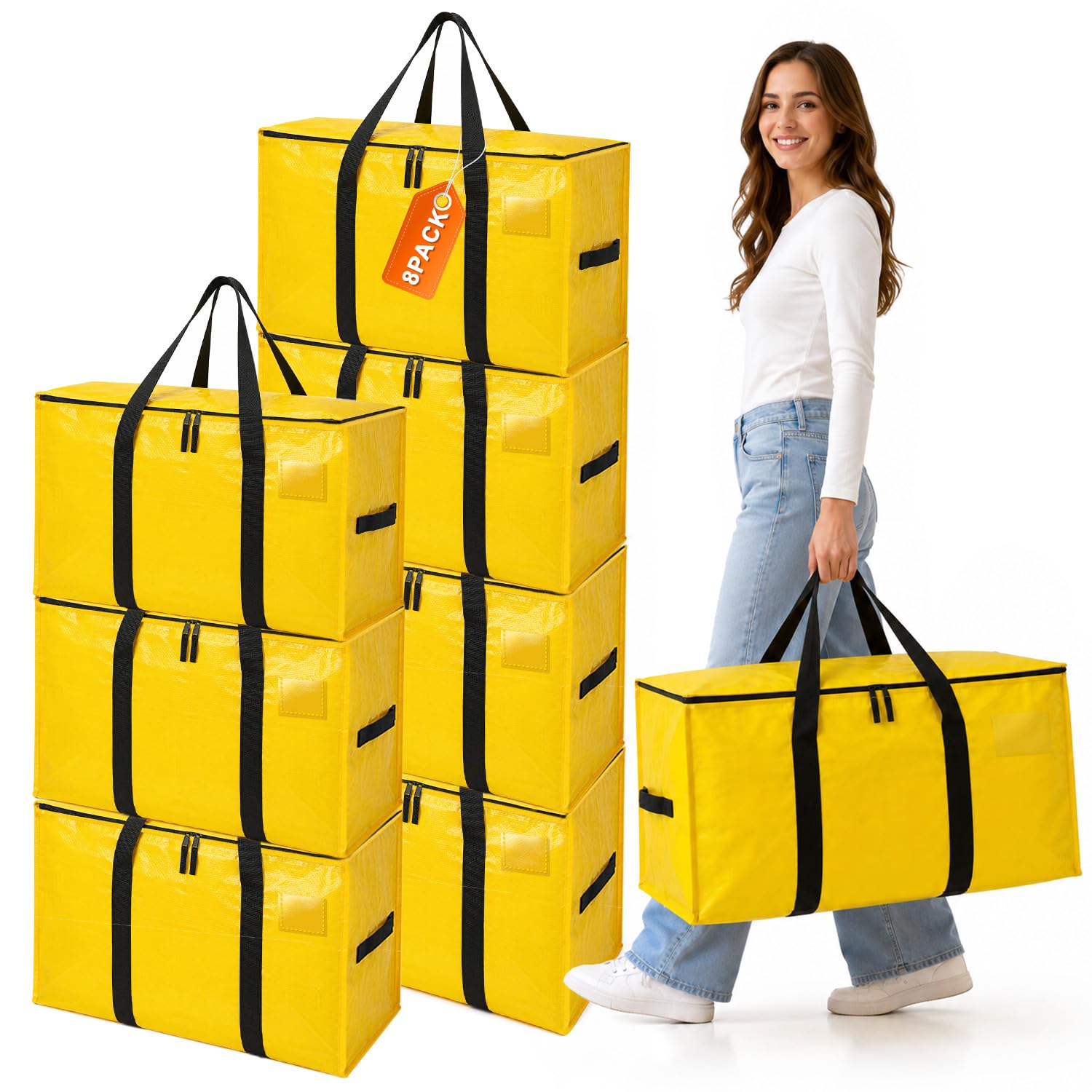 Molxss Moving Bags 8 PACK 100L Heavy Duty Moving Boxes Storage Bags