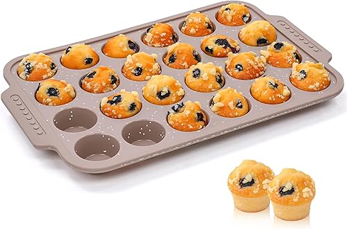 Miniatura 9 de 2 moldes de silicona para magdalenas para hornear con marco reforzado de metal, bandeja antiadherente para cupcakes para horno, 12 tazas regulares y