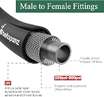 Beitopamz Garden Hose 50 ft x 5/8 in Heavy Duty Water Hose, Flexible and Durable, Lightweight Rubber Hybrid Hose, Leak-Free Connections, Male to Female 3/4'' Brass Fittings for Patio, Lawn, Black