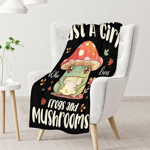 Miniatura 2 de Manta de hongos para niñas, tamaño de manta de 50 x 60 pulgadas, suave, mullida, acogedora, regalo, manta negra linda para sofá, sala de estar y