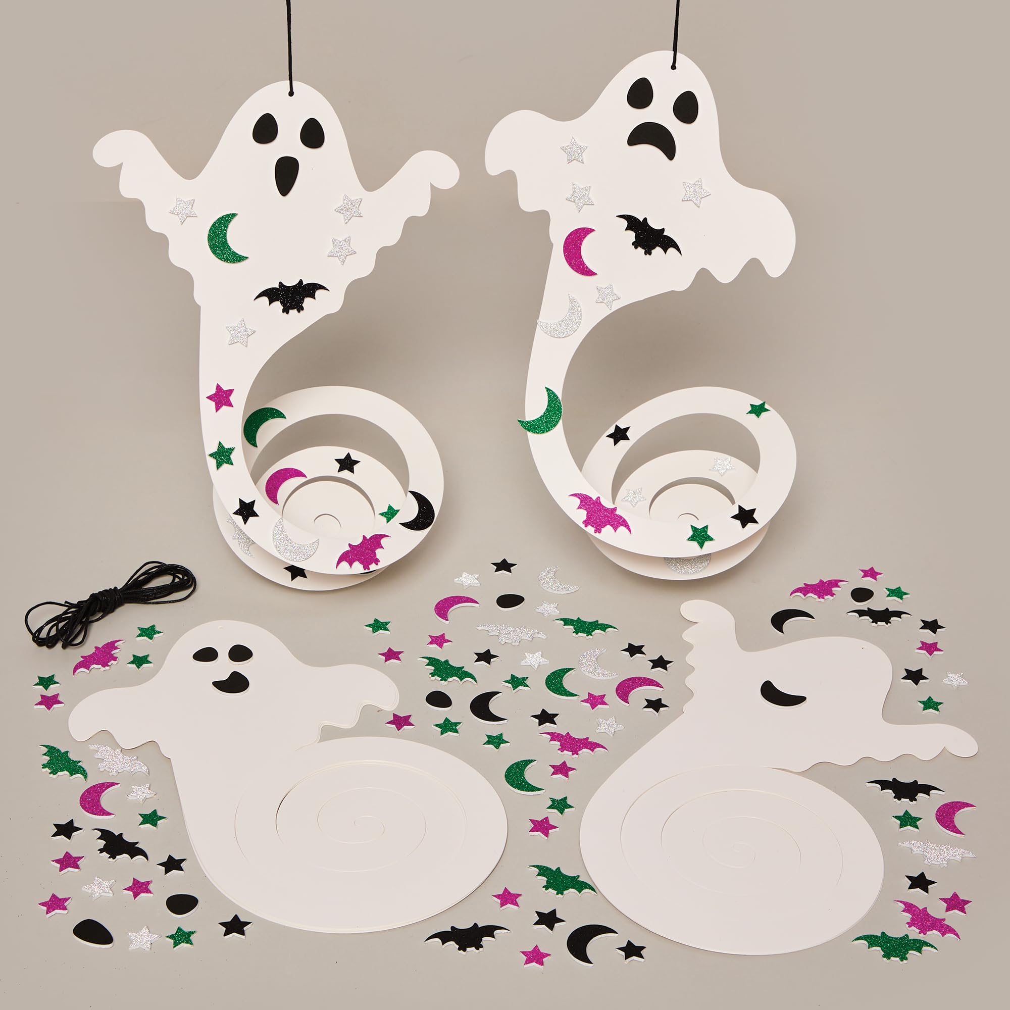 Baker Ross FX900 Spooky Ghost Spiral Decorations - Pack of 8, Halloween Decoration Arts and Crafts for Kids