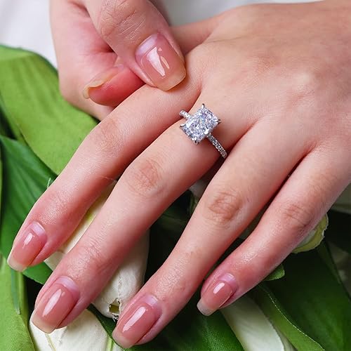Miniatura 3 de RURULUYA 3.5CT OvalRadiant Cut Engagement Ring for Women, Promise Ring,925 Sterling Silver 18K White Gold Plated Ring