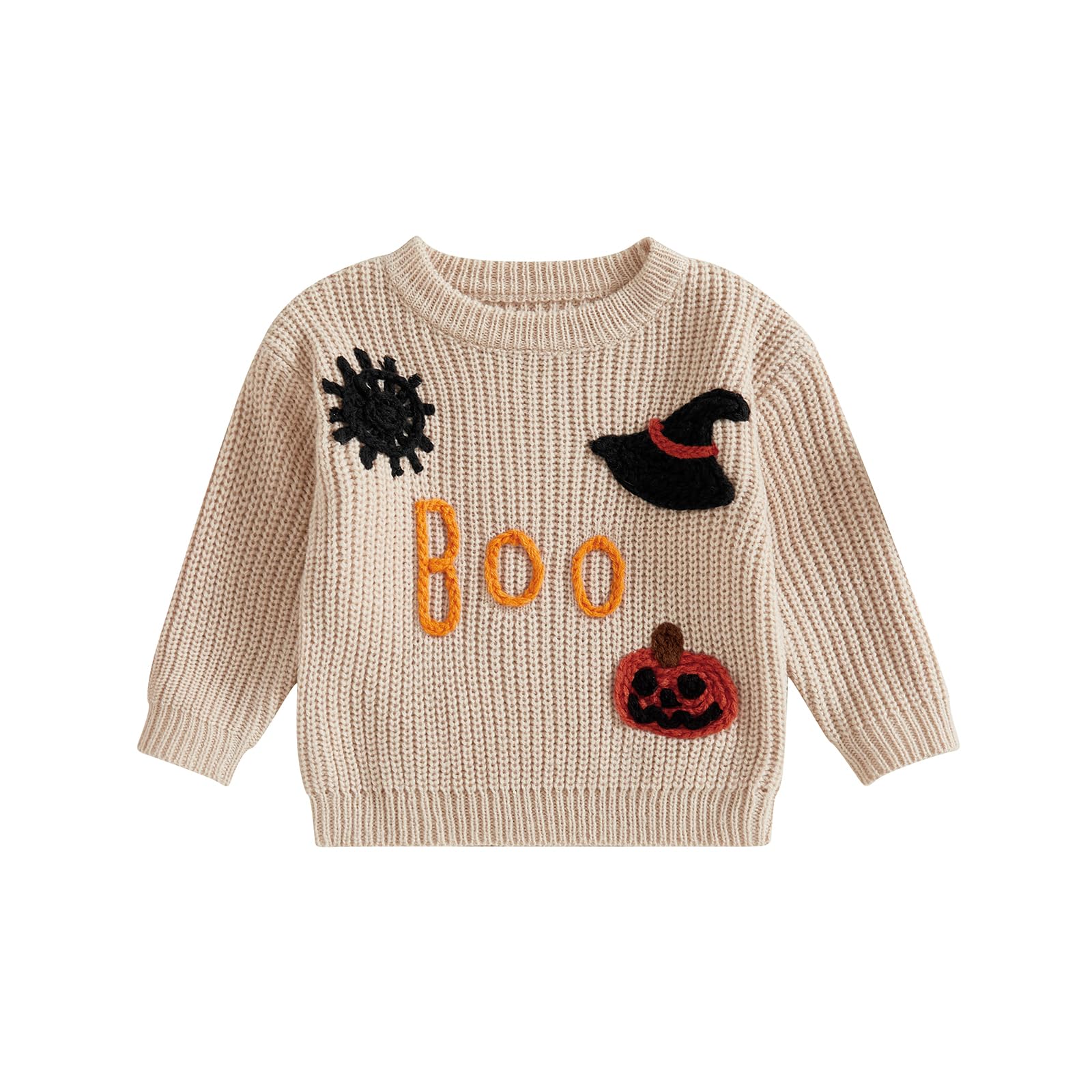 LSFYSZD Toddler Baby Girls Boys Halloween Pumpkin Sweaters Long Sleeve Crew Neck Winter Warm Knitwear Pullover Jumpers Top — view 248