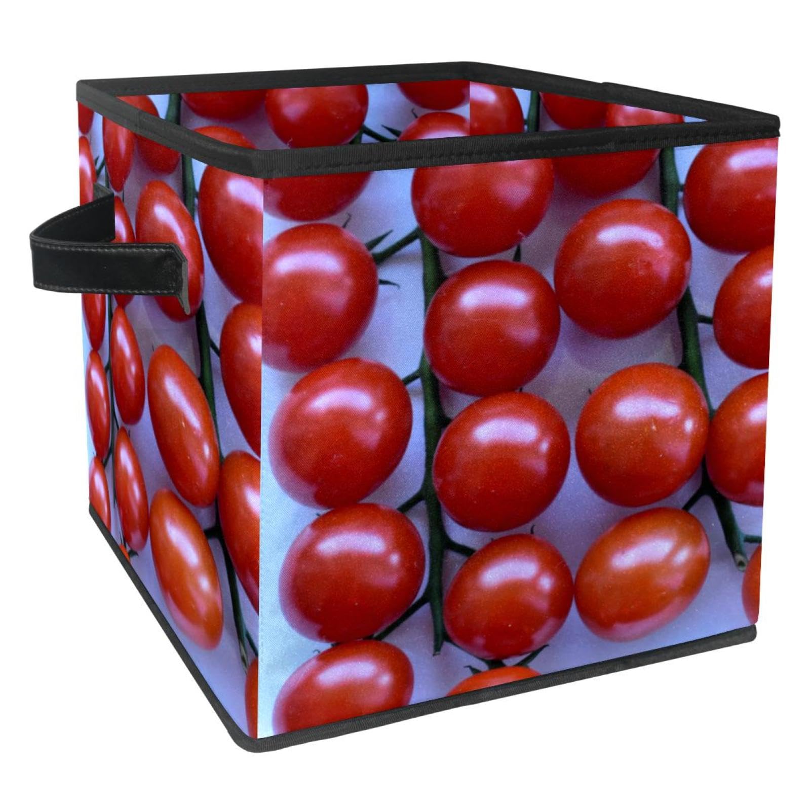 Boîte de rangement pliable rouge tomate en tissu cube avec poignées pour le placard de la chambre