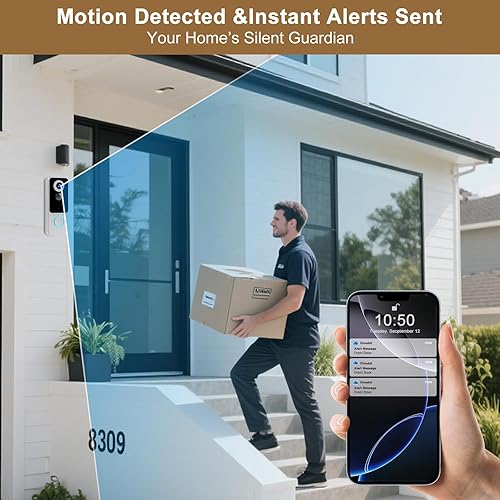 Miniatura 4 de Timbre de puerta inalámbrico, video de cabeza a punta 2K FHD, sin suscripción, conversación bidireccional, timbre de video inteligente para el hogar