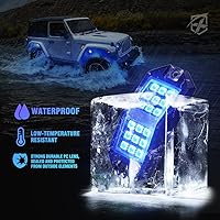 Vista 3 de Xprite Jeep Rock Lights 10 Pods Kit de Luces LED RGB Bluetooth de Ángulo Amplio Rocklights, Kit de Iluminación de Neón Multicolor para Hueco de Pies