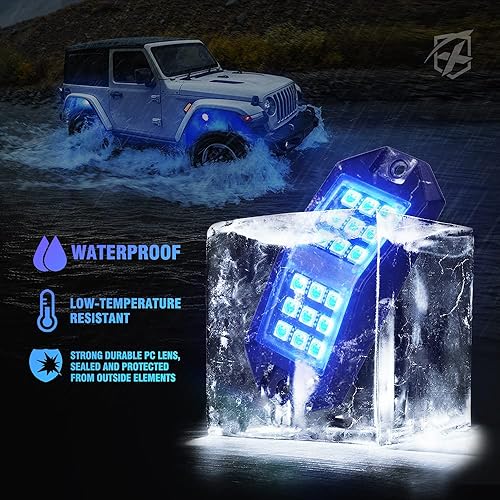 Miniatura 3 de Xprite - Kit de luces LED RGB bluetooth de gran angular, luces neón multicolor con control remoto, compatible con Jeep, vehículos todoterreno,