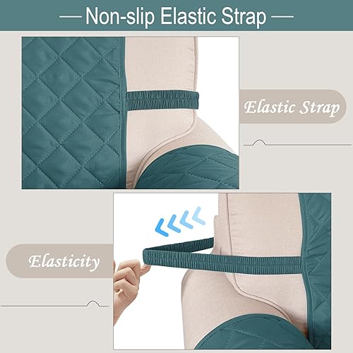 Miniatura 6 de Fundas para silla reclinable, reversible, funda de sofá para mascotas, protector de muebles para niños perezosos (silla de 23 pulgadas, azulbeige)