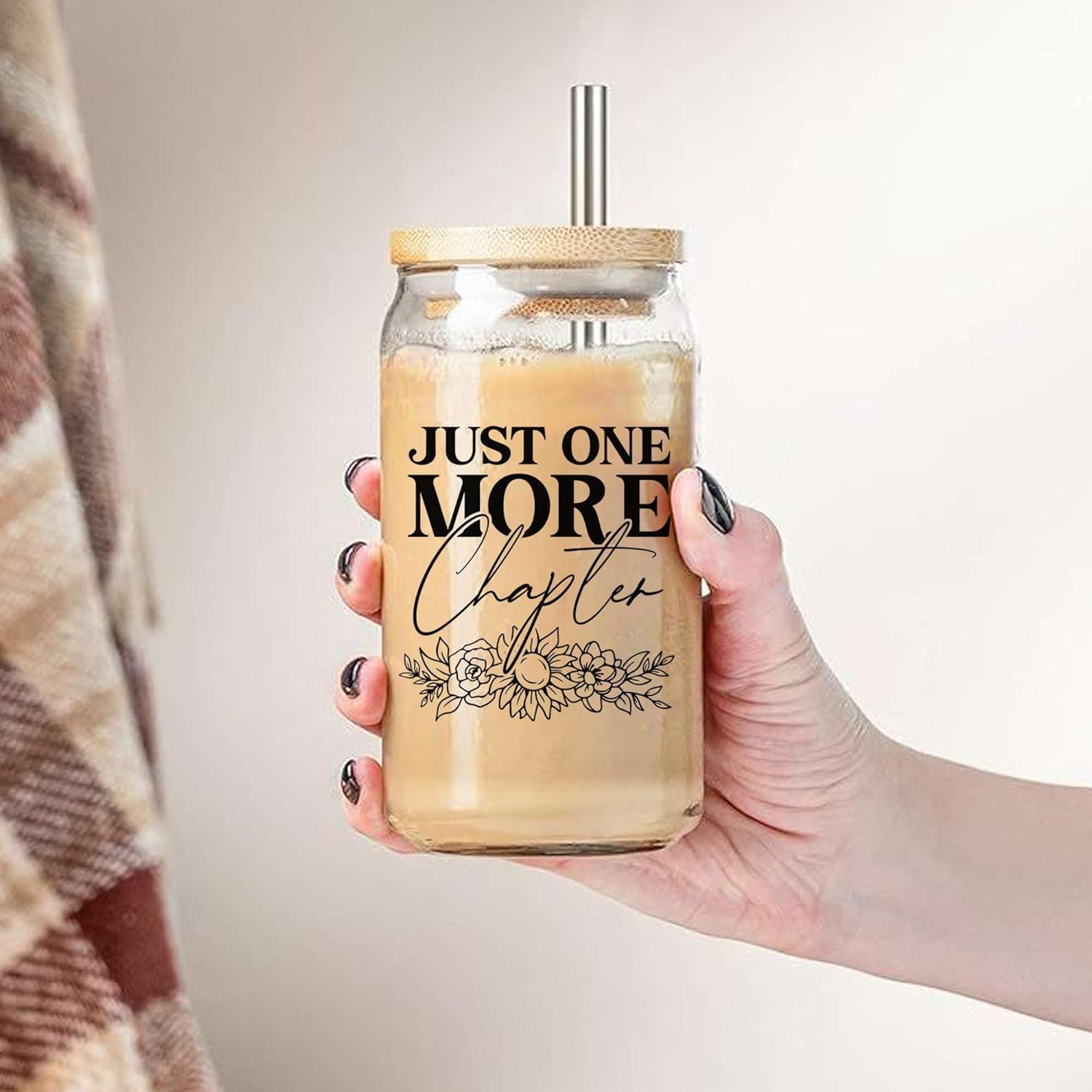 BOBAPARTHOME Just One More Chapter Glass Cup With Lid, Book Lover Gifts For Women, Book Club Member Gift For BookLover, Book Themed Cup, Librarians, Bookaholics, Bookworms, Birthday For Her - Image 7