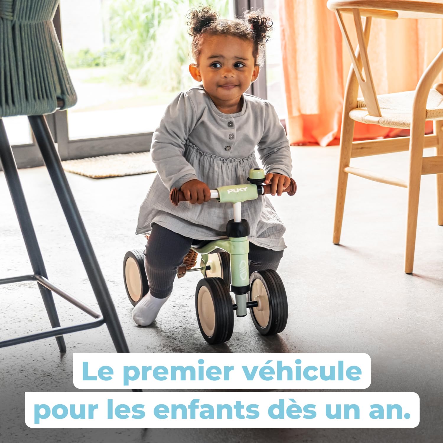 PUKY PUKYLINO Bleu Rétro | Draisienne Bebe 1 an | Velo Bebe sans pédales | Draisienne evolutive avec poignées sécurité, siège Ergonomique et Roues silencieuses | Revêtement Antichoc | Jouet bébé 1 an