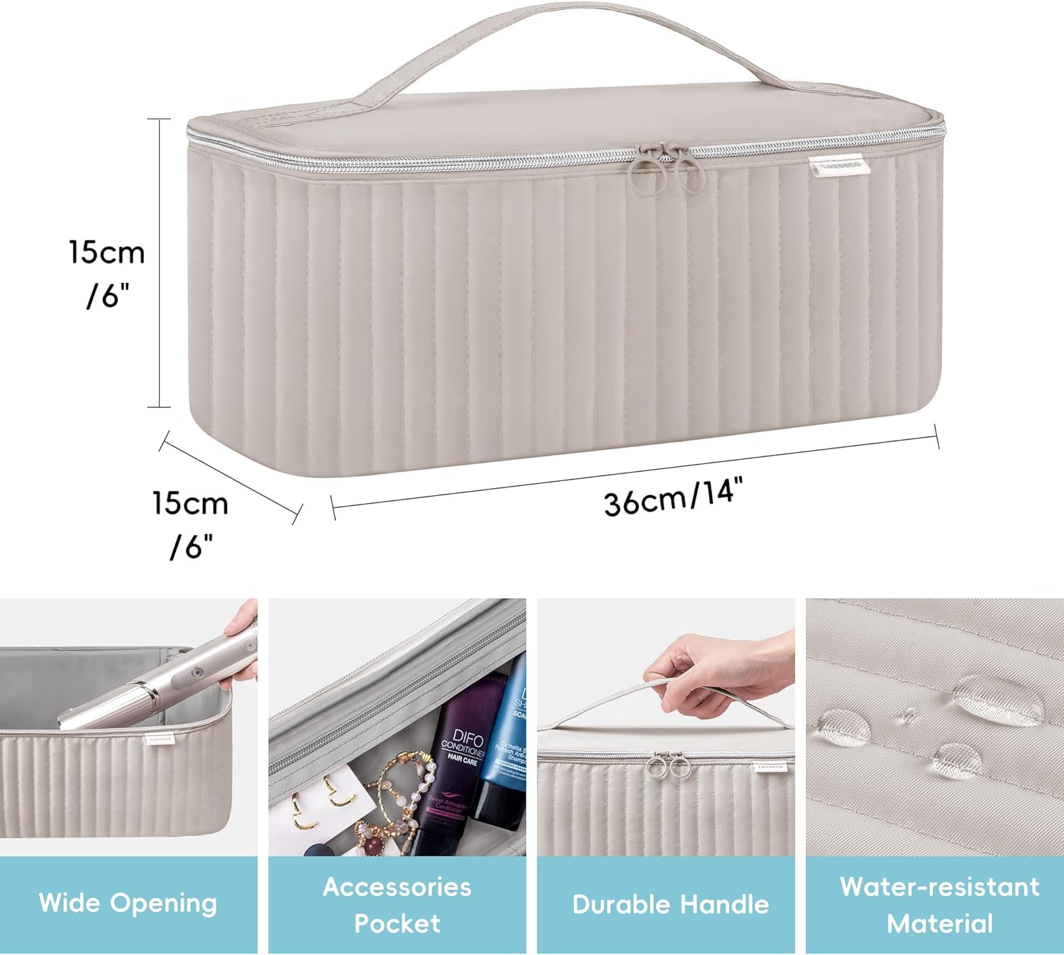 Travel Carrying Case for Hair Dryer Shark Flexstyle Dyson Airwrap Brush Hair Accessories Tools Storage Bag for Revlon Hairdryer Styler Organizer (Camel) - Image 4