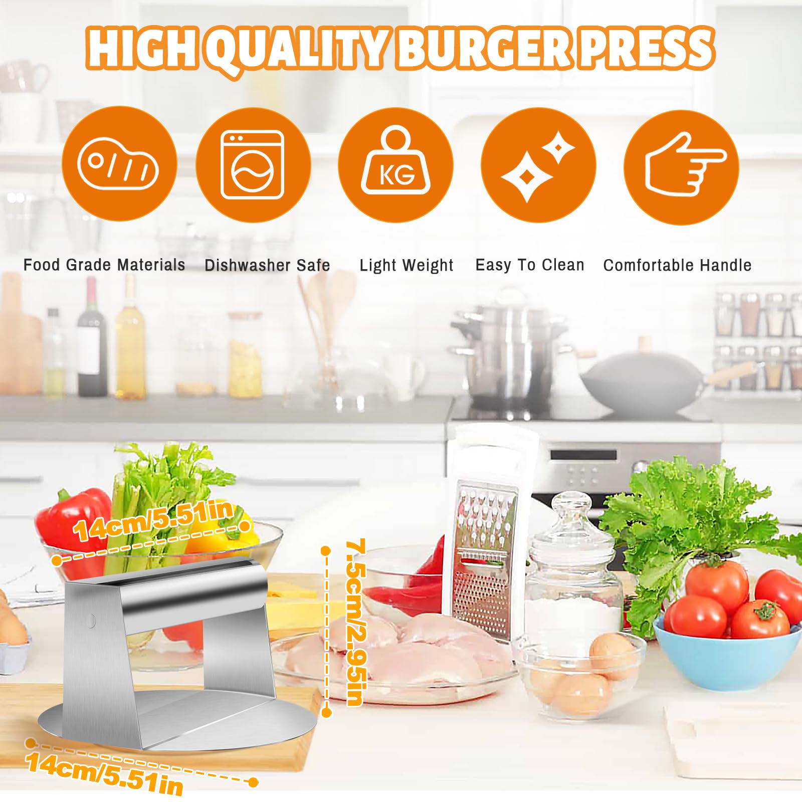 SOAHOWU Presse Steak Haché, Presse Burger Presse à Hamburger En Acier