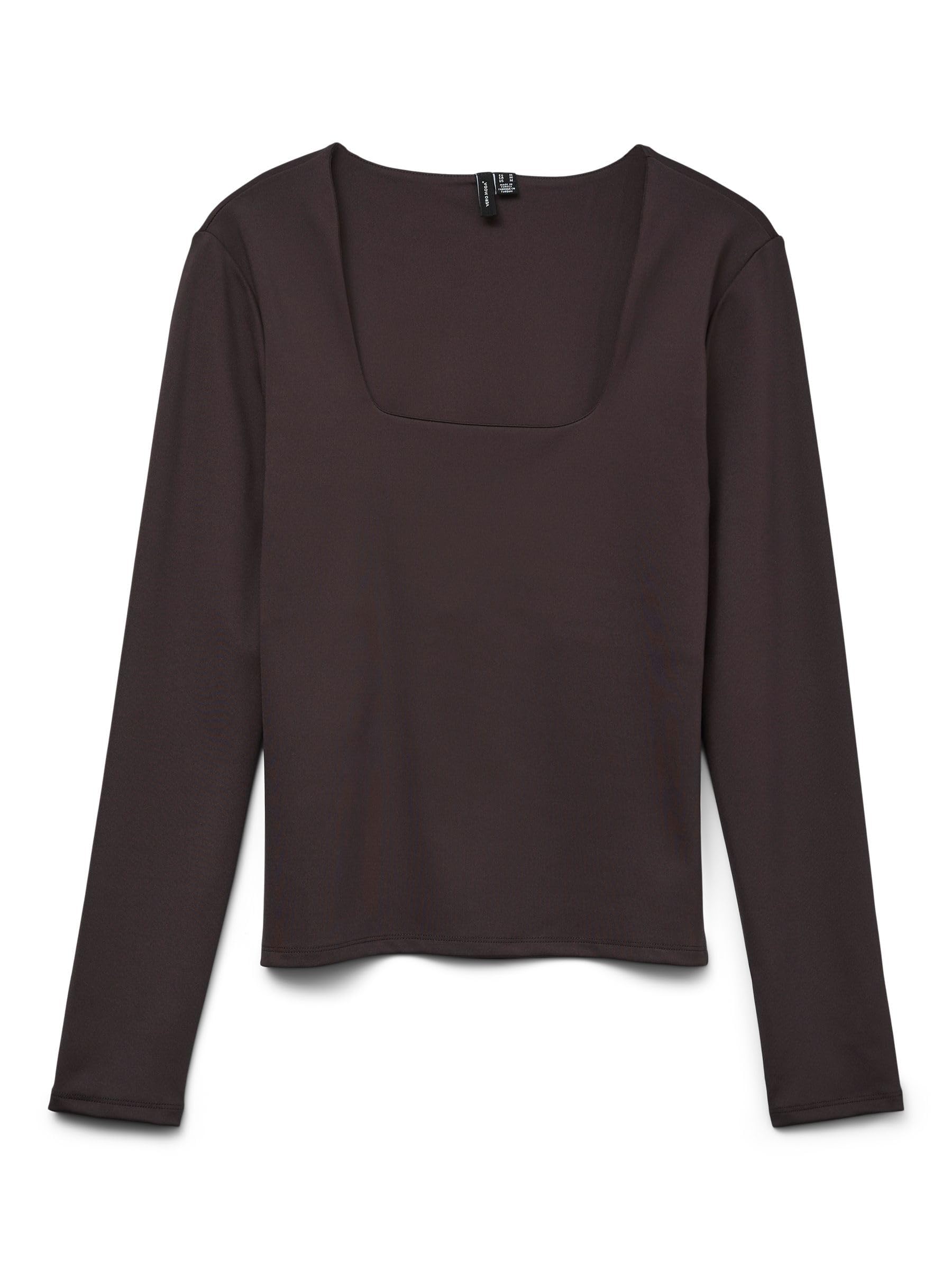 VERO MODA Vmmillion LS Square Neck Top JRS Noos, Chocolate Cake, XS