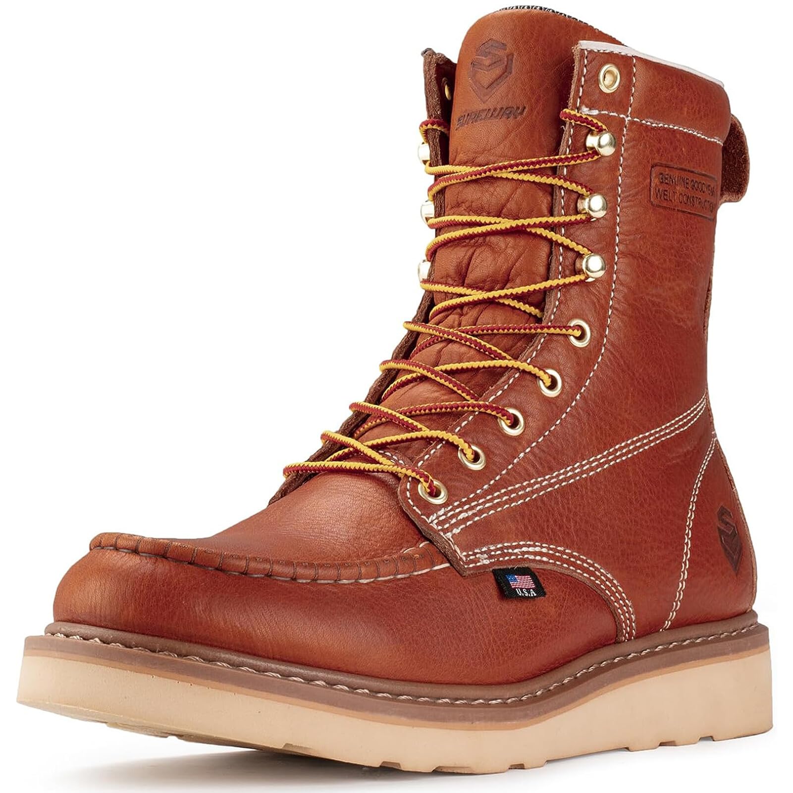 Sureway Men\'s Leather Boots Sz10 Waterproof Slip Resistant Oil Resistant Brown SUREWAY 6” brown Mens Steel Toe Work Boots waterproof moc  main image 3