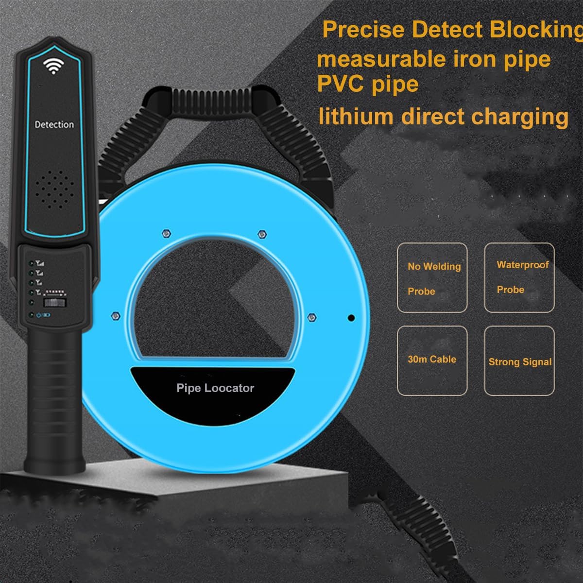 Pipe Locators - Pipe Blockage Detector Water Pipe Locators Underground, Pipe Blockage locators,Wall Scanner Pipeline Blocking Clogging Scanner For Metal and PVC Water Pipes, 30M Pipe Locators