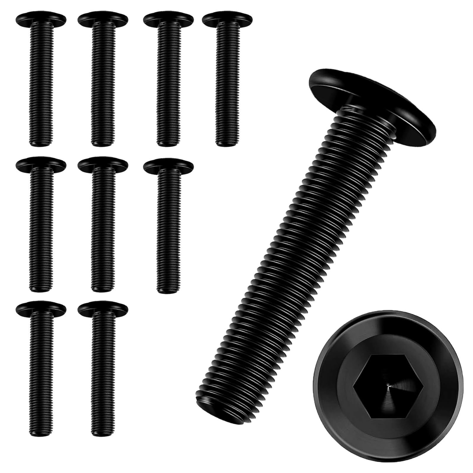 10 PCS Bolt M8×35,Stainless Steel Bolts,Flat Head Hex Socket Cap Screws Bolts,Allen Socket Bolts Screws,Furniture Screws,M8x35mm,Black(M8×35)