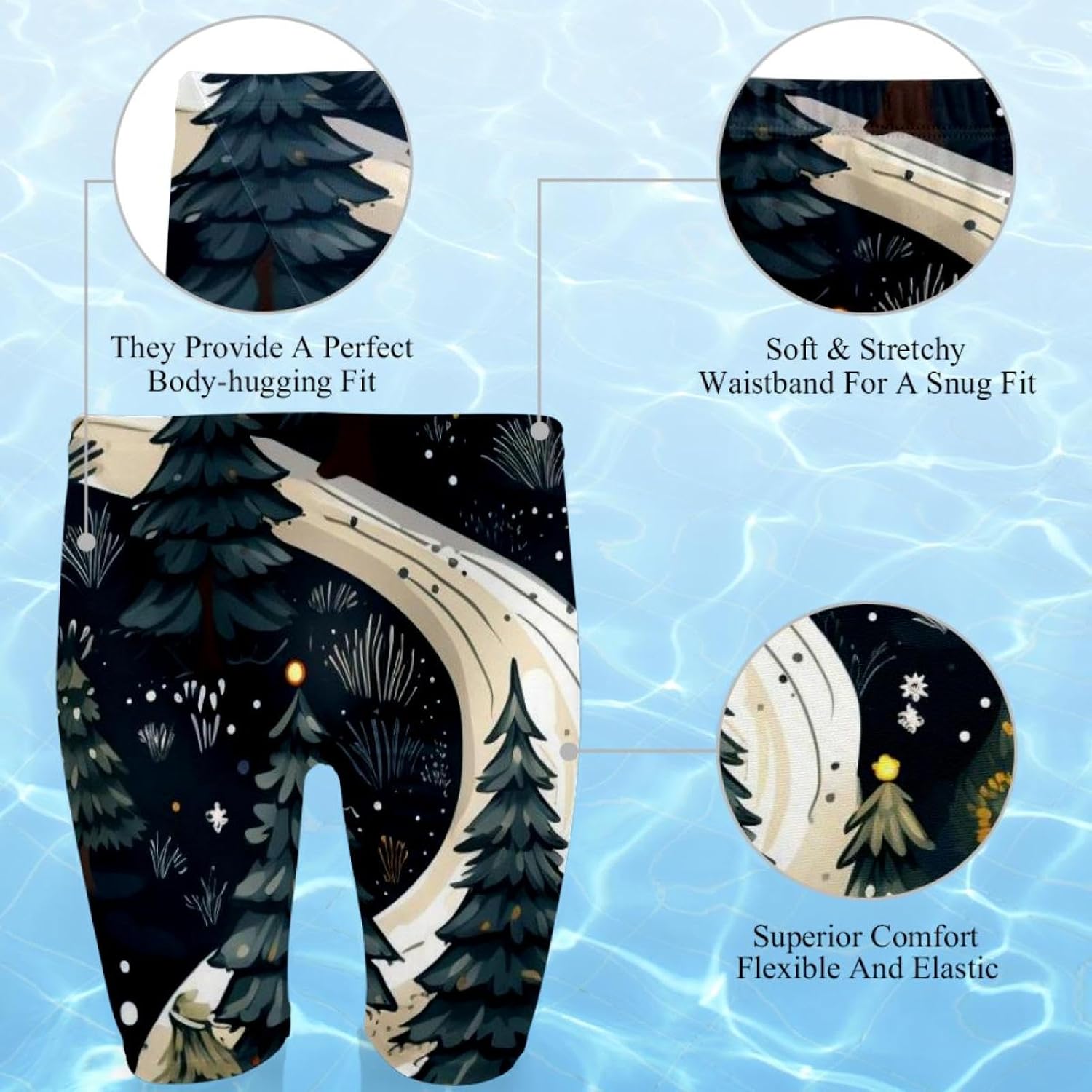 Christmas Elements Boy's Swimming Jammers Swimming Shorts for Men's Swimming Trunks Tight