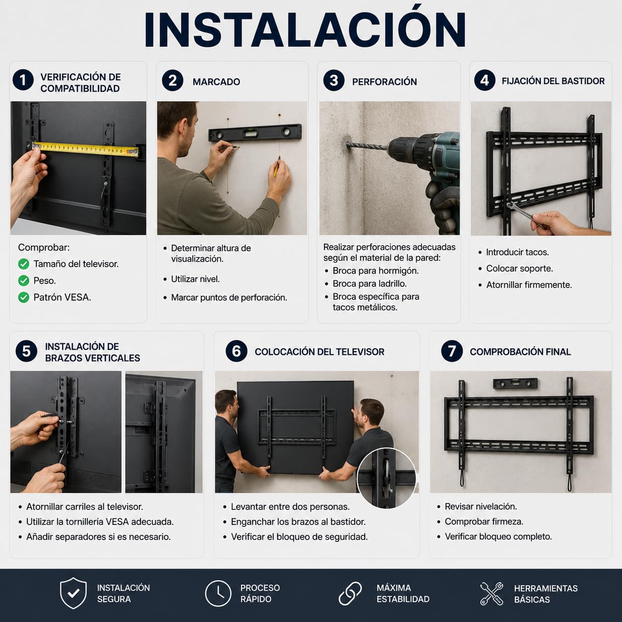 CABLEPELADO - Soporte TV Fijo de Pared 60-100” | Ultra Delgado | Acero Resistente 130 kg | VESA 900x600mm | Compatible con Pantallas Curvas | Negro