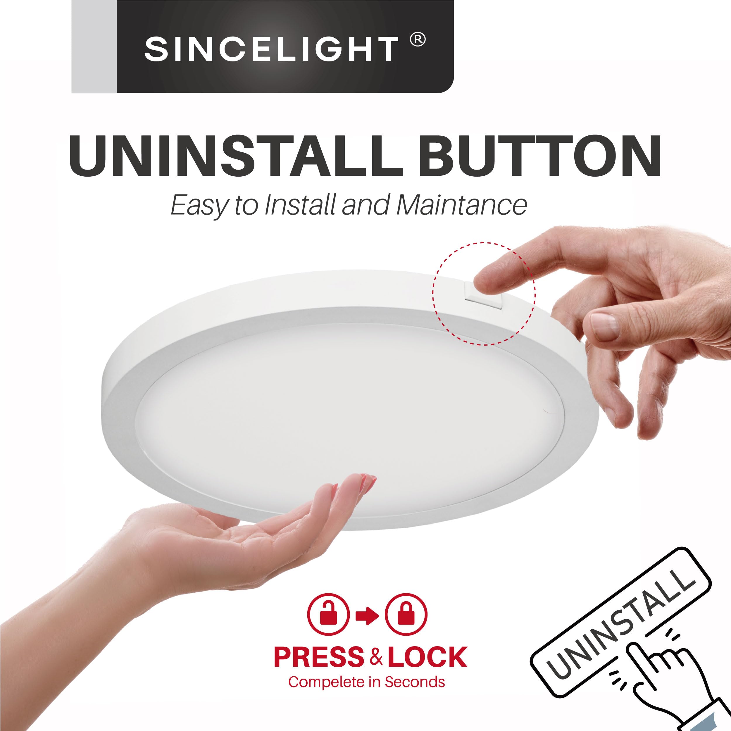 SINCELIGHT Ultra-Thin LED Ceiling Lights 18W, Φ230mm, Compact Profile, Recessed or Surface Mount, 2000lm - Image 4