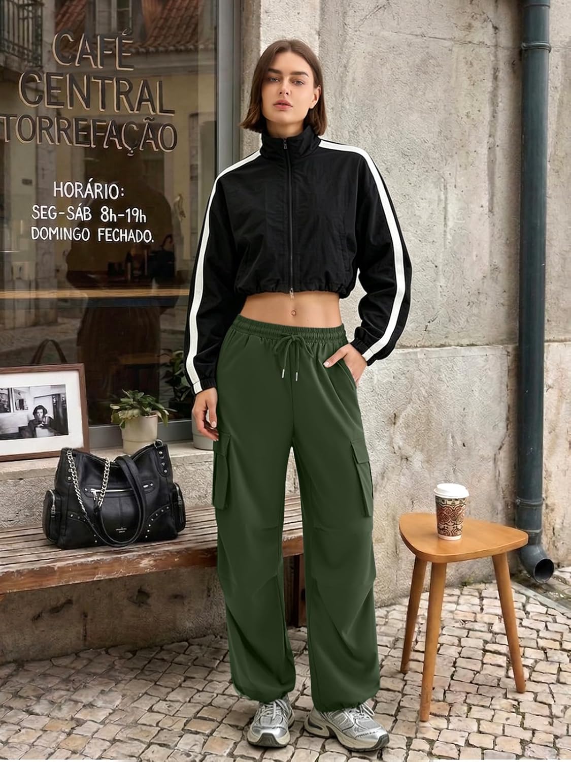 COPYLEAF Parachute Cargo Pants Women Lightweight Quick Dry Baggy Hiking Pants with Pockets Y2k Clothes