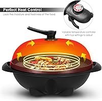 Vista 7 de Giantex Parrilla Eléctrica para Interiores y Exteriores, Placa de Parrilla Antiadherente, 3 Zonas de Cocción, Control de Temperatura, Bandeja