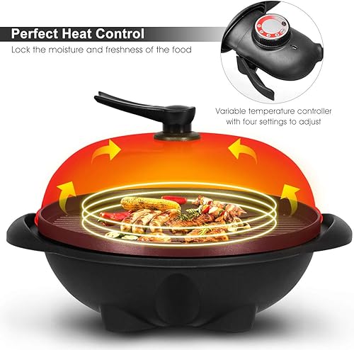 Miniatura 7 de Giantex 1350W - Parrilla eléctrica antiadherente con 4 ajustes de temperatura para jardín y campamento