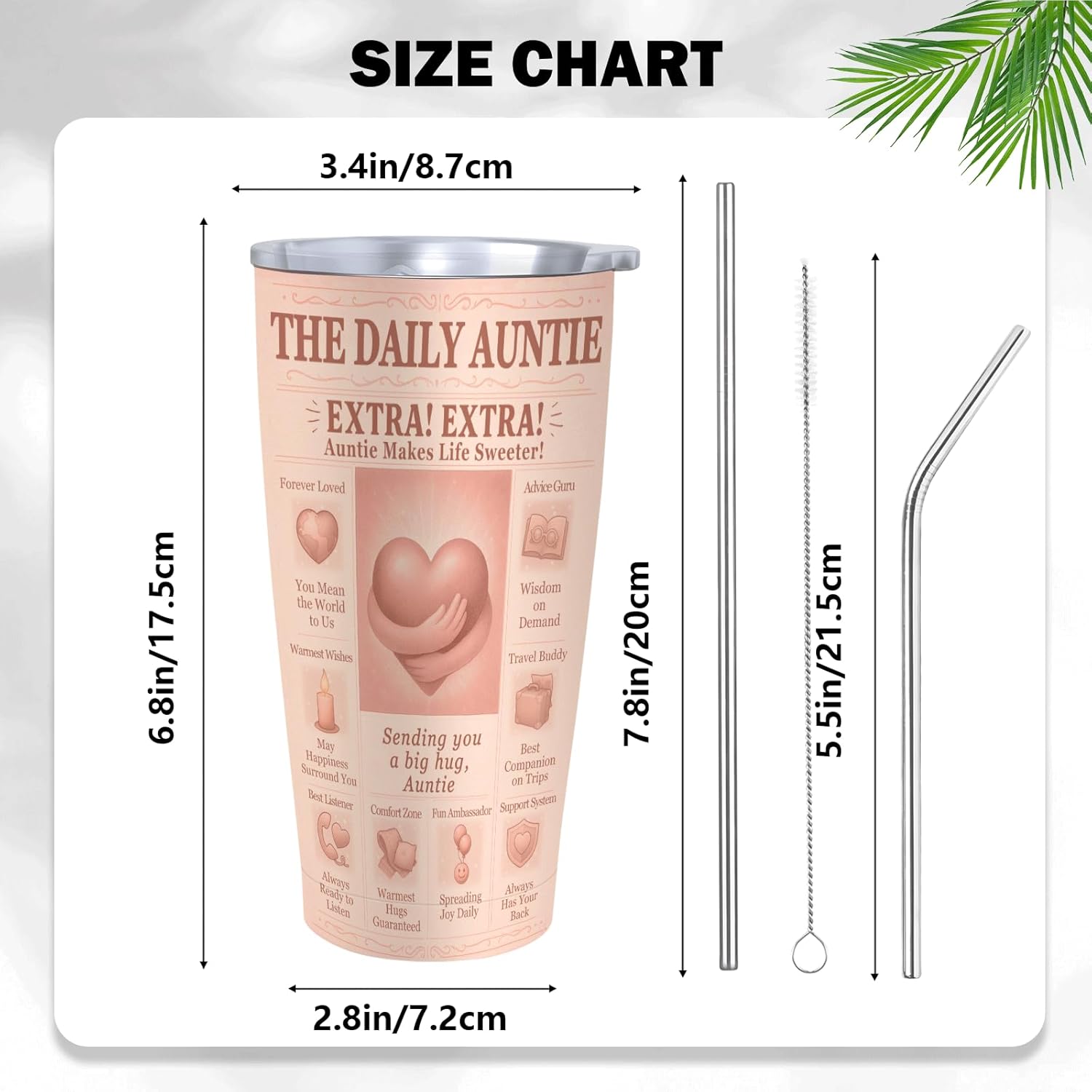 Aunt Gift 20oz Auntie Tumbler - Vintage Newspaper Pink Travel Cup, Insulated Stainless Steel, Car Cup Holder Friendly, Birthday Christmas, Best Aunt Ever Gift from Niece or Nephew - Image 4